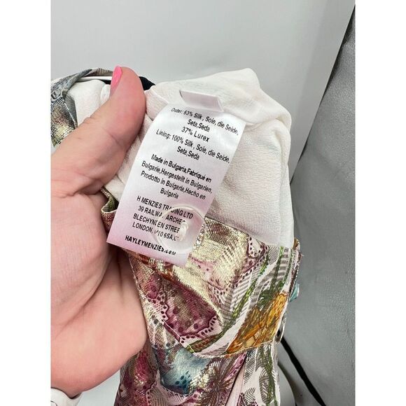 Hayley Menzies Shimmering Bonita Silk Jacquard Tailored Trousers Size Small - Picture 14 of 15